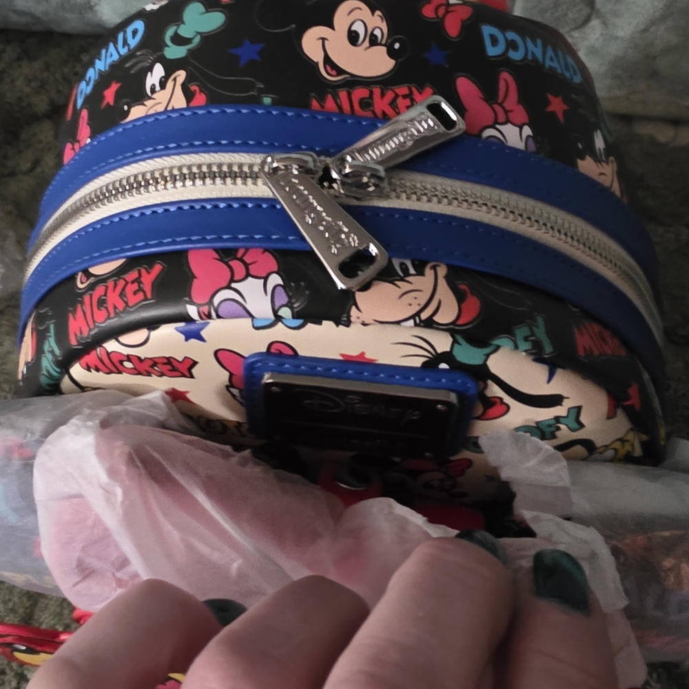 Loungefly Mickey and Friends Kids Backpack - Red, Black, and Pink - Picture 2 of 4